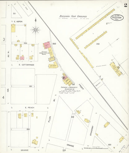 Sanborn Fire Insurance Map from Bozeman, Gallatin County, Montana (1904), Sheet #0002 - Complete Map Set gallery image, historic Sanborn map, vintage wall art, Montana Montana