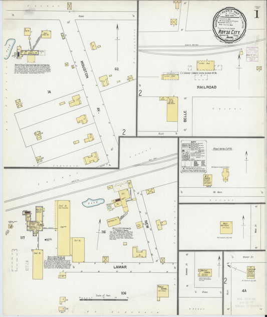 Sanborn Fire Insurance Map from Royse City, Rockwell County, Texas (1901), Sheet #0001 - Complete Map Set gallery image, historic Sanborn map, vintage wall art, Texas Texas