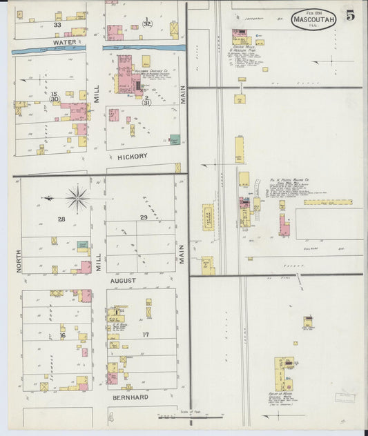Sanborn Fire Insurance Map from Mascoutah, Saint Clair County, Illinois (1894), Sheet #0005 - Historic Sanborn Fire Insurance Map Print, vintage old map wall art, antique decor, genealogy gift, Illinois Illinois map