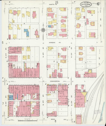 Sanborn Fire Insurance Map from Atchison, Atchison County, Kansas (1910), Sheet #0006 - Complete Map Set gallery image, historic Sanborn map, vintage wall art, Kansas Kansas