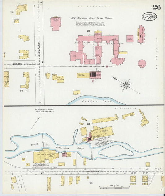 Sanborn Fire Insurance Map from Concord, Merrimack County, New Hampshire (1899), Sheet #0026 - Historic Sanborn Fire Insurance Map Print, vintage old map wall art, antique decor, genealogy gift, New Hampshire New Hampshire map