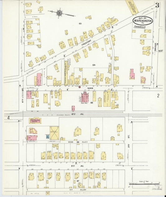 Sanborn Fire Insurance Map from New Kensington, Westmoreland County, Pennsylvania (1911), Sheet #0003 - Historic Sanborn Fire Insurance Map Print, vintage old map wall art, antique decor, genealogy gift, Pennsylvania Pennsylvania map