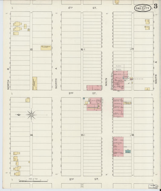 Sanborn Fire Insurance Map from Gas City, Grant County, Indiana (1893), Sheet #0003 - Historic Sanborn Fire Insurance Map Print, vintage old map wall art, antique decor, genealogy gift, Indiana Indiana map