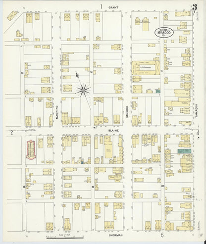 Sanborn Fire Insurance Map from McAdoo, Schuylkill County, Pennsylvania (1907), Sheet #0003 - Complete Map Set gallery image, historic Sanborn map, vintage wall art, Pennsylvania Pennsylvania