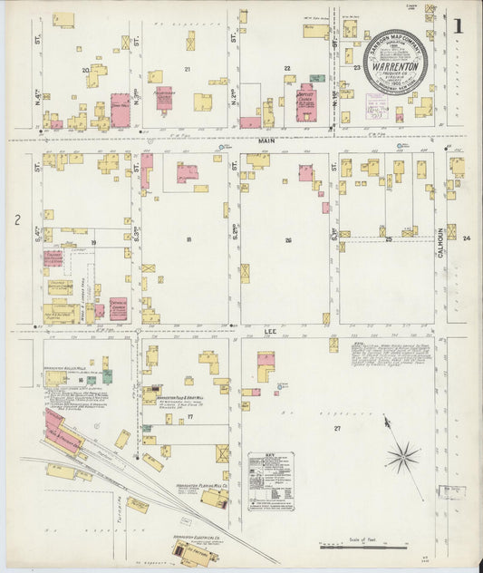 Sanborn Fire Insurance Map from Warrenton, Fauquier County, Virginia (1903), Sheet #0001 - Complete Map Set gallery image, historic Sanborn map, vintage wall art, Virginia Virginia