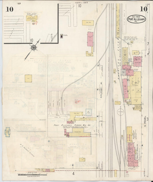 Sanborn Fire Insurance Map from Port Allegany, McKean County, Pennsylvania (1940), Sheet #0010 - Historic Sanborn Fire Insurance Map Print, vintage old map wall art, antique decor, genealogy gift, Pennsylvania Pennsylvania map