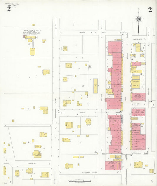 Sanborn Fire Insurance Map from Grapevine, Tarrant County, Texas (1935), Sheet #0002 - Historic Sanborn Fire Insurance Map Print, vintage old map wall art, antique decor, genealogy gift, Texas Texas map