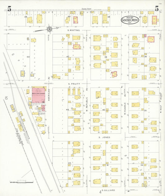 Sanborn Fire Insurance Map from Goose Creek, Harris County, Texas (1931), Sheet #0005 - Historic Sanborn Fire Insurance Map Print, vintage old map wall art, antique decor, genealogy gift, Texas Texas map