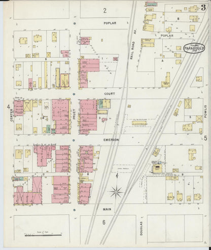 Sanborn Fire Insurance Map from Paragould, Greene County, Arkansas (1897), Sheet #0003 - Complete Map Set gallery image, historic Sanborn map, vintage wall art, Arkansas Arkansas