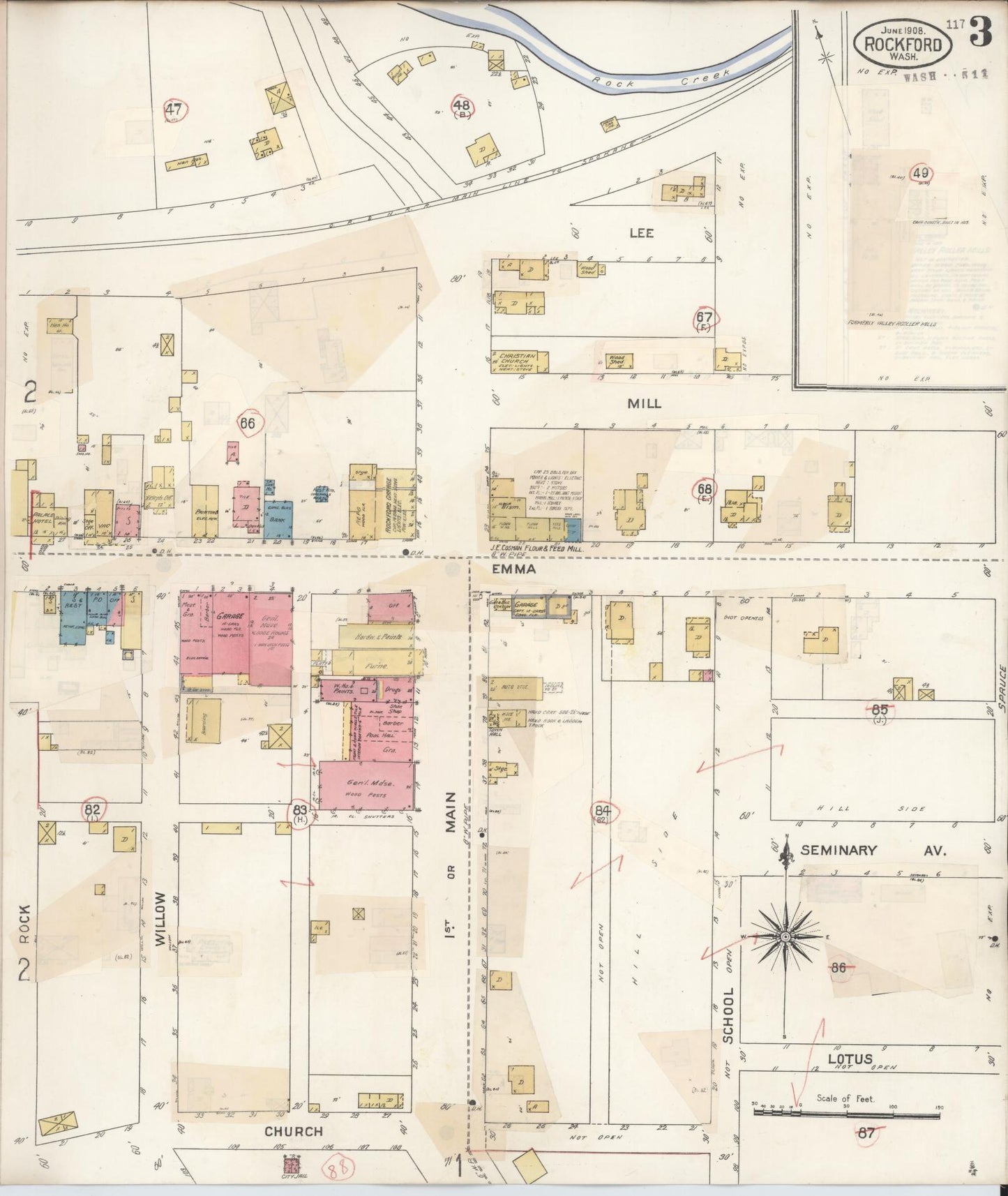 Sanborn Fire Insurance Map from Rockford, Spokane County, Washington (1931), Sheet #0003 - Complete Map Set gallery image, historic Sanborn map, vintage wall art, Washington Washington