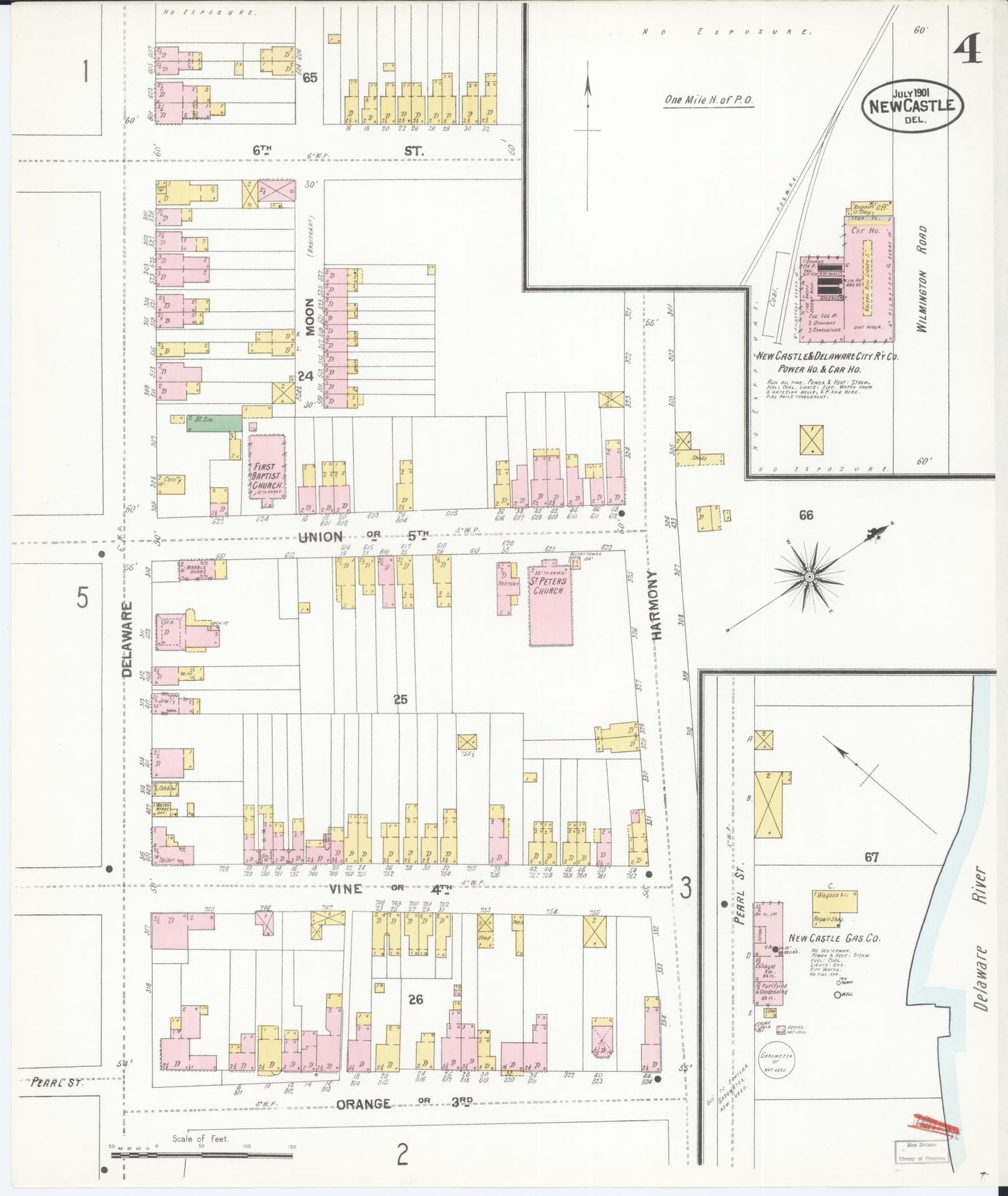 Sanborn Fire Insurance Map from New Castle, New Castle County, Delaware (1901), Sheet #0004 - Complete Map Set gallery image, historic Sanborn map, vintage wall art, Delaware Delaware