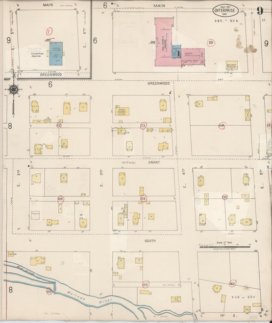 Sanborn Fire Insurance Map from Enterprise, Wallowa County, Oregon (1941), Sheet #0009 - Historic Sanborn Fire Insurance Map Print, vintage old map wall art, antique decor, genealogy gift, Oregon Oregon map