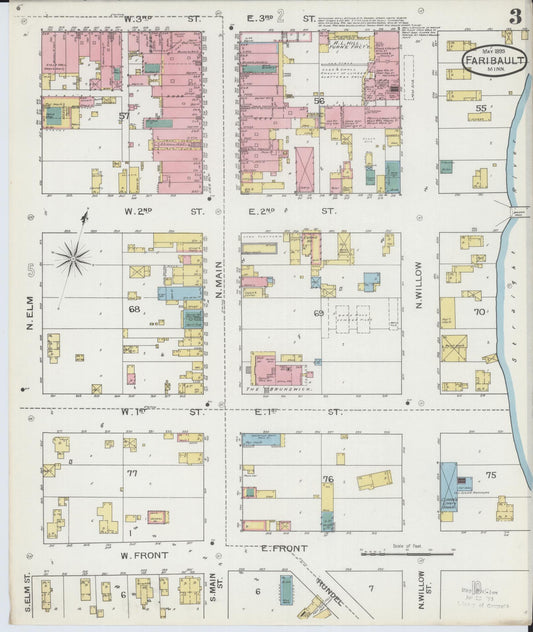 Sanborn Fire Insurance Map from Faribault, Rice County, Minnesota (1893), Sheet #0003 - Historic Sanborn Fire Insurance Map Print, vintage old map wall art, antique decor, genealogy gift, Minnesota Minnesota map