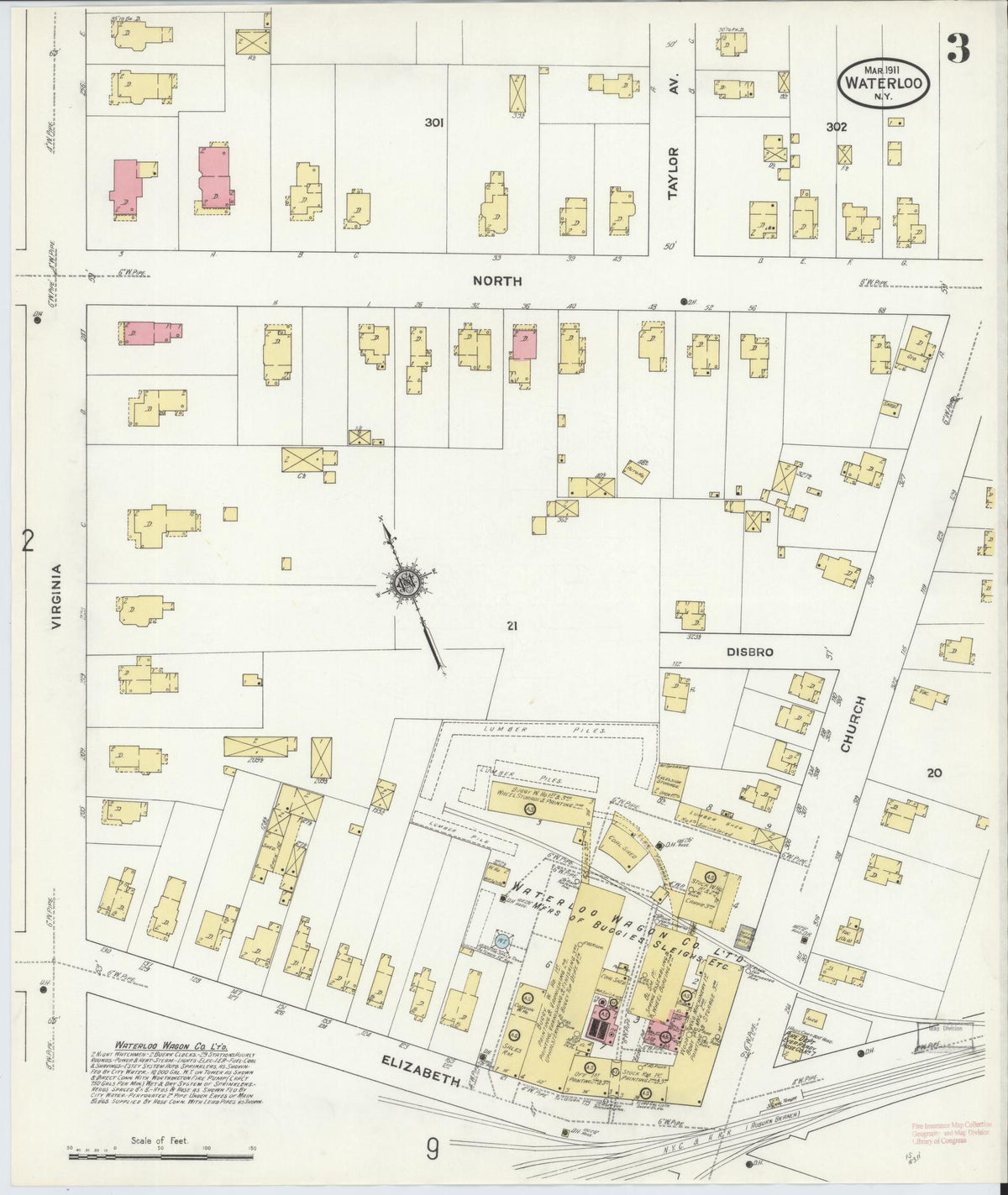 Sanborn Fire Insurance Map from Waterloo, Seneca County, New York (1911), Sheet #0003 - Complete Map Set gallery image, historic Sanborn map, vintage wall art, New York New York
