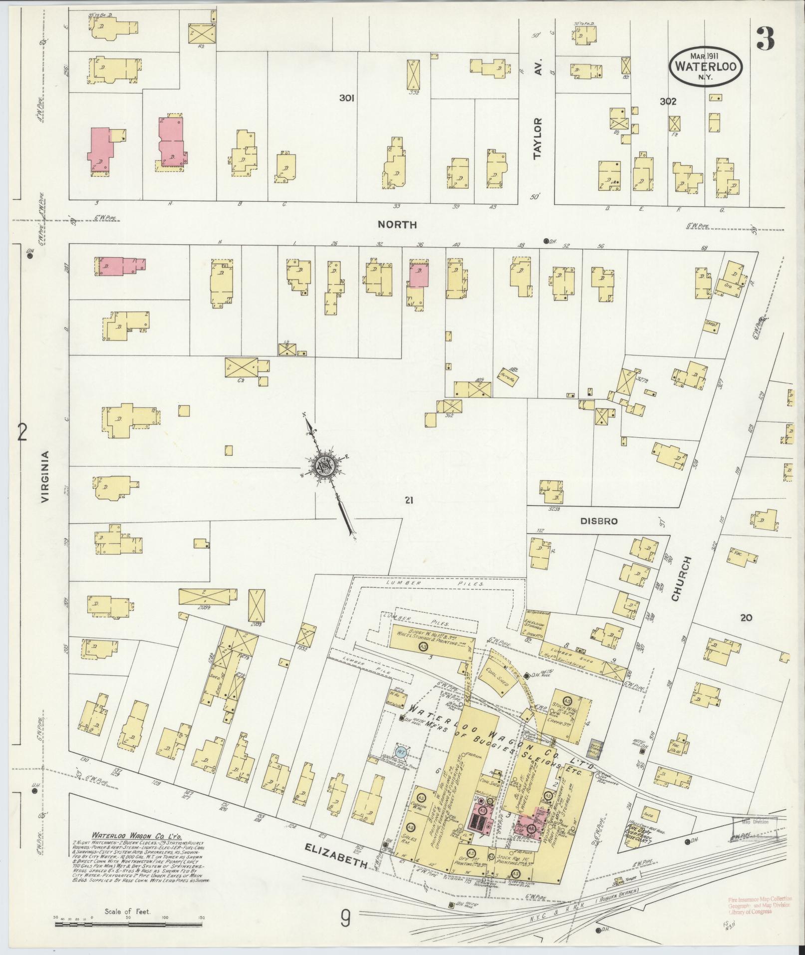 Sanborn Fire Insurance Map from Waterloo, Seneca County, New York (1911), Sheet #0003 - Complete Map Set gallery image, historic Sanborn map, vintage wall art, New York New York