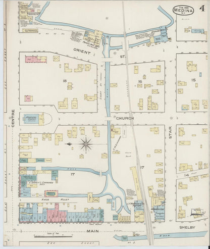 Sanborn Fire Insurance Map from Medina, Orleans County, New York (1886), Sheet #0004 - Historic Sanborn Fire Insurance Map Print, vintage old map wall art, antique decor, genealogy gift, New York New York map