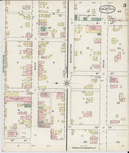 Sanborn Fire Insurance Map from Shelbyville, Shelby County, Kentucky (1886), Sheet #0003 - Complete Map Set gallery image, historic Sanborn map, vintage wall art, Kentucky Kentucky