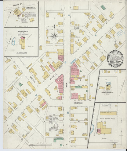 Sanborn Fire Insurance Map from West Salem, Wayne County, Ohio (1899), Sheet #0001 - Historic Sanborn Fire Insurance Map Print, vintage old map wall art, antique decor, genealogy gift, Ohio Ohio map