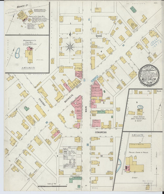 Sanborn Fire Insurance Map from West Salem, Wayne County, Ohio (1899), Sheet #0001 - Historic Sanborn Fire Insurance Map Print, vintage old map wall art, antique decor, genealogy gift, Ohio Ohio map