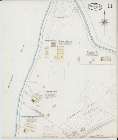 Sanborn Fire Insurance Map from Fort Smith, Sebastian County, Arkansas (1889), Sheet #0011 - Complete Map Set gallery image, historic Sanborn map, vintage wall art, Arkansas Arkansas