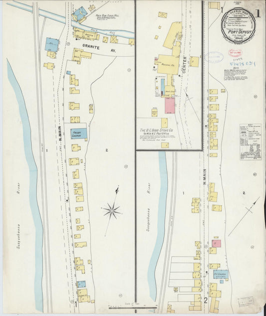 Sanborn Fire Insurance Map from Port Deposit, Cecil County, Maryland (1897), Sheet #0001 - Historic Sanborn Fire Insurance Map Print, vintage old map wall art, antique decor, genealogy gift, Maryland Maryland map