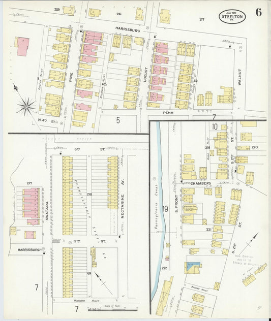 Sanborn Fire Insurance Map from Steelton, Dauphin County, Pennsylvania (1909), Sheet #0006 - Historic Sanborn Fire Insurance Map Print, vintage old map wall art, antique decor, genealogy gift, Pennsylvania Pennsylvania map