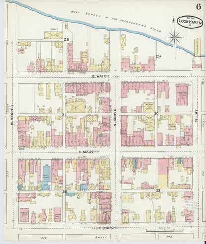 Sanborn Fire Insurance Map from Lock Haven, Clinton County, Pennsylvania (1891), Sheet #0006 - Complete Map Set gallery image, historic Sanborn map, vintage wall art, Pennsylvania Pennsylvania