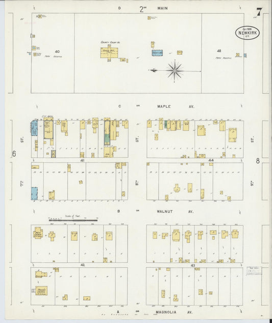 Sanborn Fire Insurance Map from Newkirk, Kay County, Oklahoma (1898), Sheet #0007 - Historic Sanborn Fire Insurance Map Print, vintage old map wall art, antique decor, genealogy gift, Oklahoma Oklahoma map