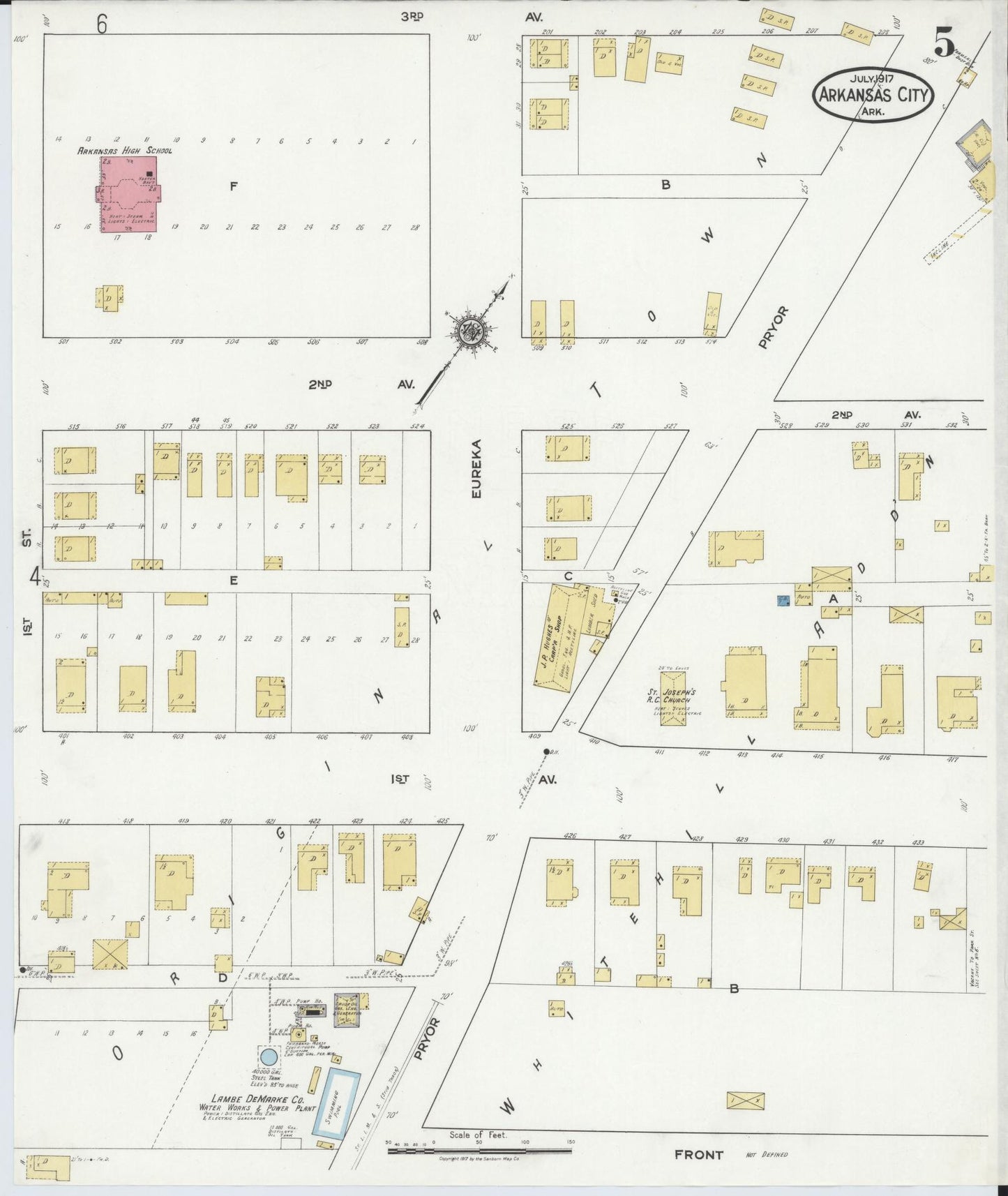 Sanborn Fire Insurance Map from Arkansas City, Desha County, Arkansas (1917), Sheet #0005 - Historic Sanborn Fire Insurance Map Print, vintage old map wall art, antique decor, genealogy gift, Arkansas Arkansas map