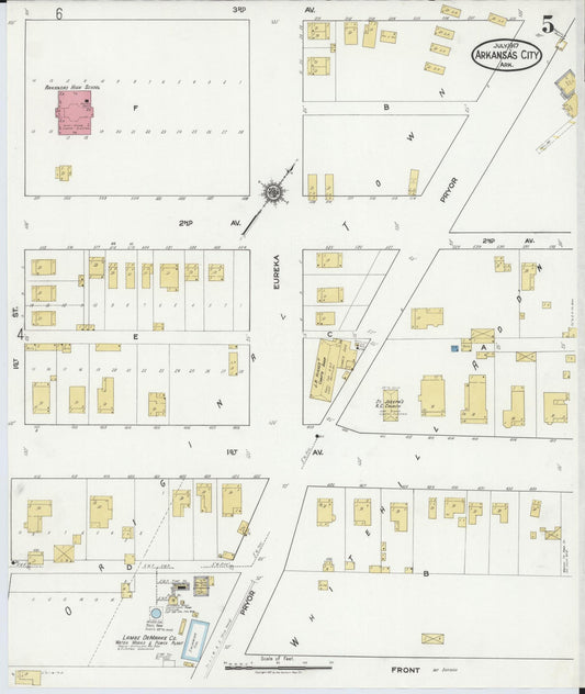 Sanborn Fire Insurance Map from Arkansas City, Desha County, Arkansas (1917), Sheet #0005 - Historic Sanborn Fire Insurance Map Print, vintage old map wall art, antique decor, genealogy gift, Arkansas Arkansas map