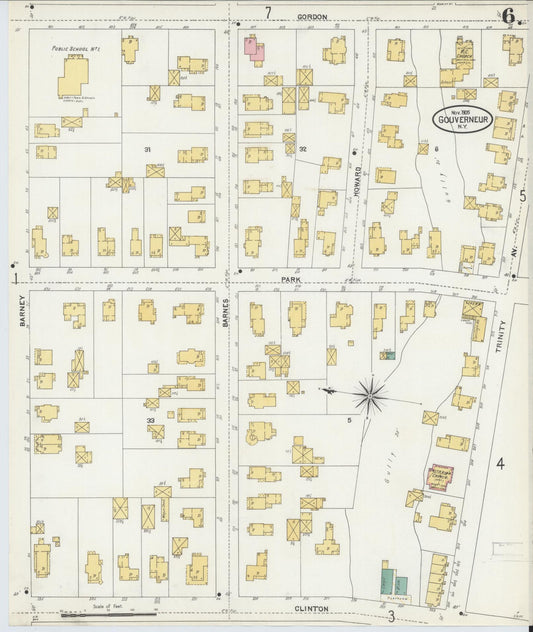 Sanborn Fire Insurance Map from Gouverneur, Saint Lawrence County, New York (1905), Sheet #0006 - Historic Sanborn Fire Insurance Map Print, vintage old map wall art, antique decor, genealogy gift, New York New York map