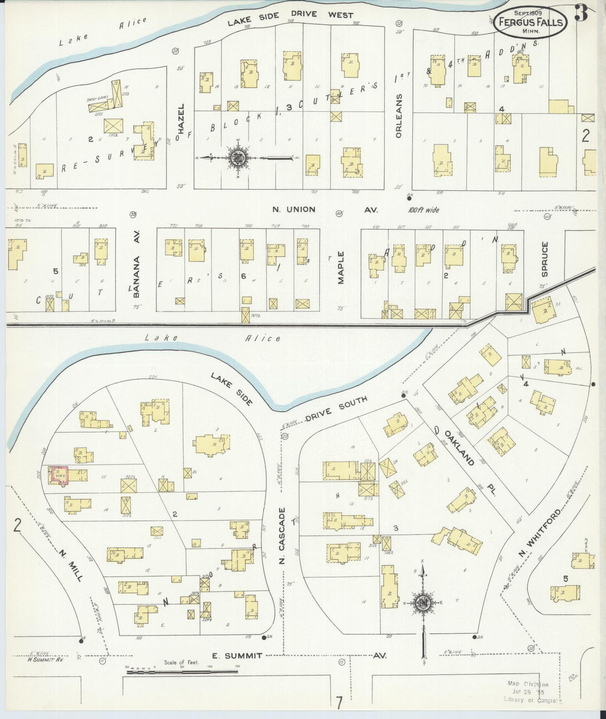 Sanborn Fire Insurance Map from Fergus Falls, Otter Tail County, Minnesota (1909), Sheet #0003 - Complete Map Set gallery image, historic Sanborn map, vintage wall art, Minnesota Minnesota