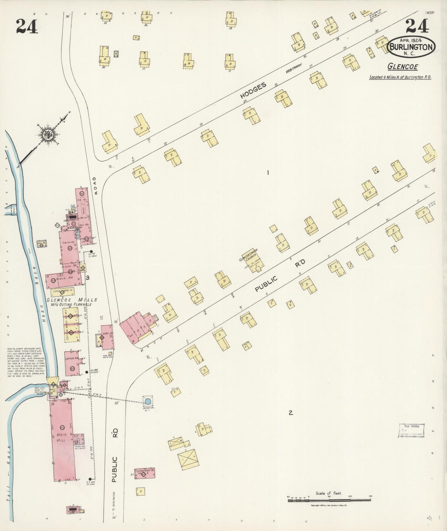 Sanborn Fire Insurance Map from Burlington, Alamance County, North Carolina (1924), Sheet #0024 - Complete Map Set gallery image, historic Sanborn map, vintage wall art, North Carolina North Carolina