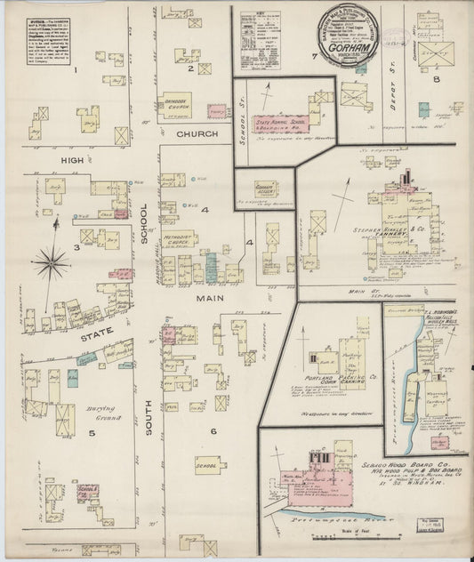 Sanborn Fire Insurance Map from Gorham, Cumberland County, Maine (1885), Sheet #0001 - Historic Sanborn Fire Insurance Map Print, vintage old map wall art, antique decor, genealogy gift, Maine Maine map