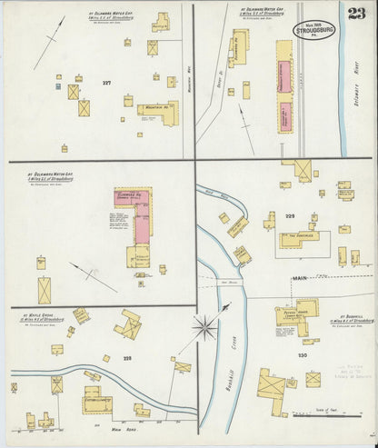 Sanborn Fire Insurance Map from Stroudsburg, Monroe County, Pennsylvania (1905), Sheet #0023 - Historic Sanborn Fire Insurance Map Print, vintage old map wall art, antique decor, genealogy gift, Pennsylvania Pennsylvania map