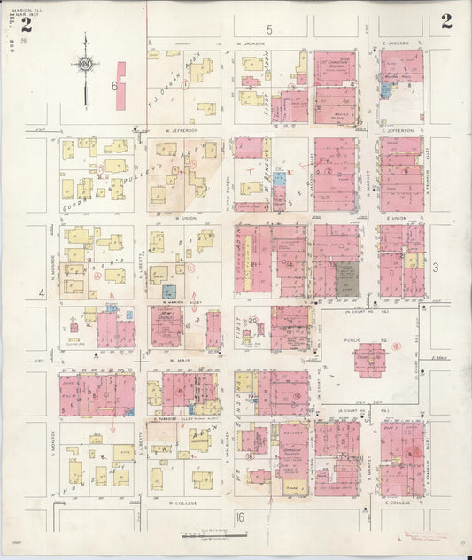 Sanborn Fire Insurance Map from Marion, Williamson County, Illinois (1946), Sheet #0002 - Historic Sanborn Fire Insurance Map Print, vintage old map wall art, antique decor, genealogy gift, Illinois Illinois map