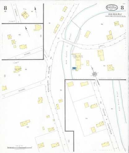 Sanborn Fire Insurance Map from Bristol, Addison County, Vermont (1927), Sheet #0008 - Complete Map Set gallery image, historic Sanborn map, vintage wall art, Vermont Vermont