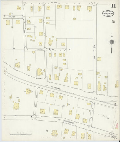 Sanborn Fire Insurance Map from Lewisburg, Marshall County, Tennessee (1914), Sheet #0011 - Complete Map Set gallery image, historic Sanborn map, vintage wall art, Tennessee Tennessee