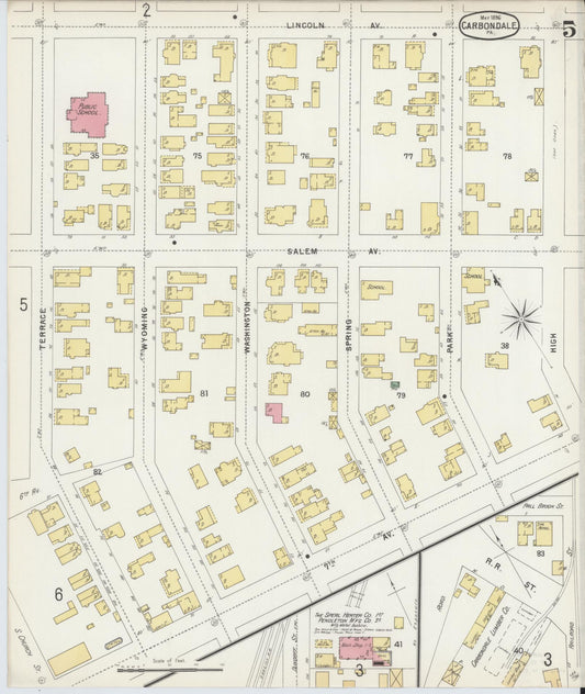 Sanborn Fire Insurance Map from Carbondale, Lackawanna County, Pennsylvania (1896), Sheet #0005 - Historic Sanborn Fire Insurance Map Print, vintage old map wall art, antique decor, genealogy gift, Pennsylvania Pennsylvania map