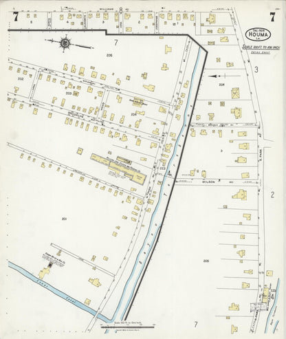 Sanborn Fire Insurance Map from Houma, Terrebonne Parish, Louisiana (1924), Sheet #0007 - Complete Map Set gallery image, historic Sanborn map, vintage wall art, Louisiana Louisiana
