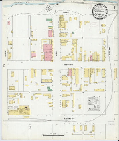 Sanborn Fire Insurance Map from Columbus, Hickman County, Kentucky (1899), Sheet #0001 - Complete Map Set gallery image, historic Sanborn map, vintage wall art, Kentucky Kentucky
