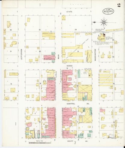 Sanborn Fire Insurance Map from Bedford, Taylor County, Iowa (1898), Sheet #0002 - Historic Sanborn Fire Insurance Map Print