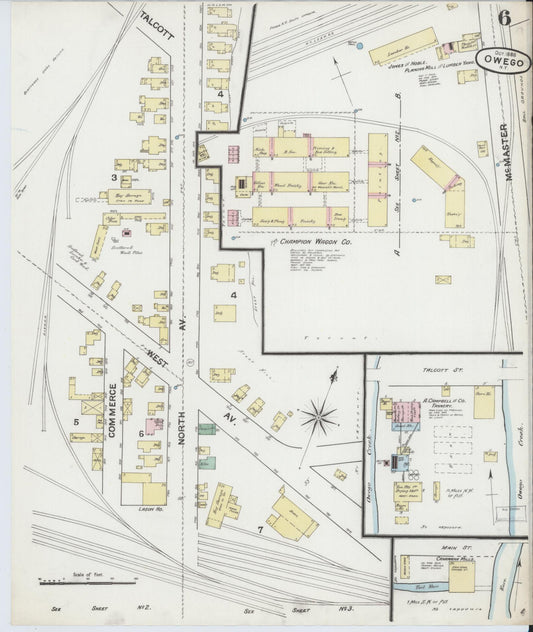 Sanborn Fire Insurance Map from Owego, Tioga County, New York (1888), Sheet #0006 - Historic Sanborn Fire Insurance Map Print, vintage old map wall art, antique decor, genealogy gift, New York New York map