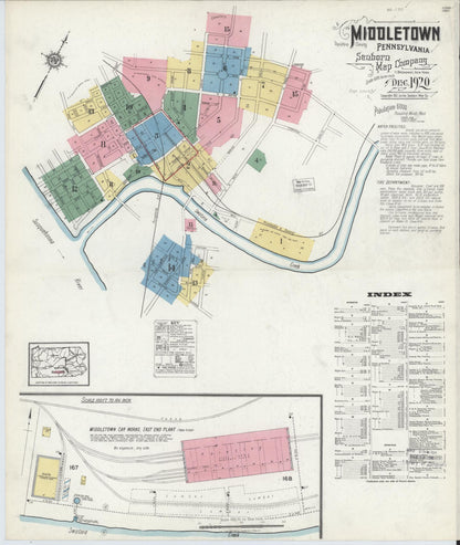 Sanborn Fire Insurance Map from Middletown, Dauphin County, Pennsylvania (1920), Sheet #0001 - Historic Sanborn Fire Insurance Map Print, vintage old map wall art, antique decor, genealogy gift, Pennsylvania Pennsylvania map