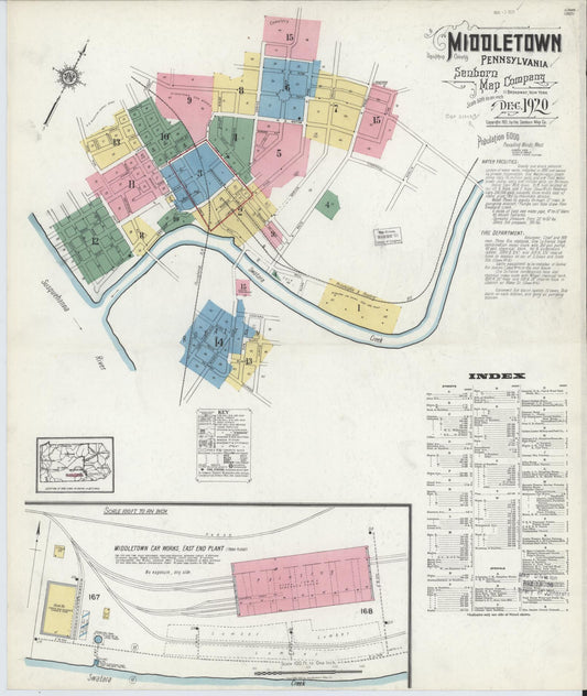Sanborn Fire Insurance Map from Middletown, Dauphin County, Pennsylvania (1920), Sheet #0001 - Historic Sanborn Fire Insurance Map Print, vintage old map wall art, antique decor, genealogy gift, Pennsylvania Pennsylvania map