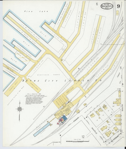 Sanborn Fire Insurance Map from Boyne City, Charlevoix County, Michigan (1919), Sheet #0009 - Historic Sanborn Fire Insurance Map Print, vintage old map wall art, antique decor, genealogy gift, Michigan Michigan map