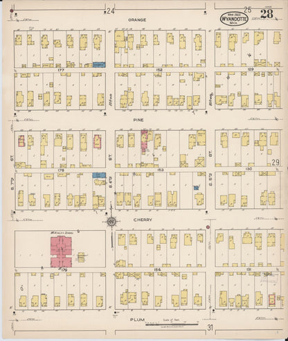Sanborn Fire Insurance Map from Wyandotte, Wayne County, Michigan (1922), Sheet #0028 - Historic Sanborn Fire Insurance Map Print, vintage old map wall art, antique decor, genealogy gift, Michigan Michigan map