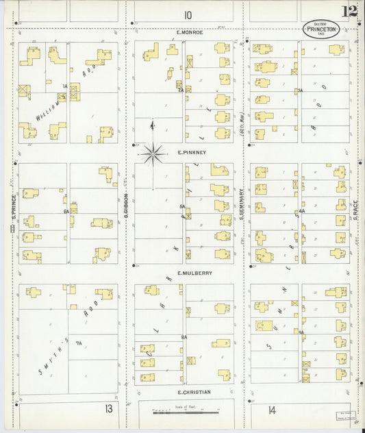 Sanborn Fire Insurance Map from Princeton, Gibson County, Indiana (1900), Sheet #0012 - Historic Sanborn Fire Insurance Map Print, vintage old map wall art, antique decor, genealogy gift, Indiana Indiana map
