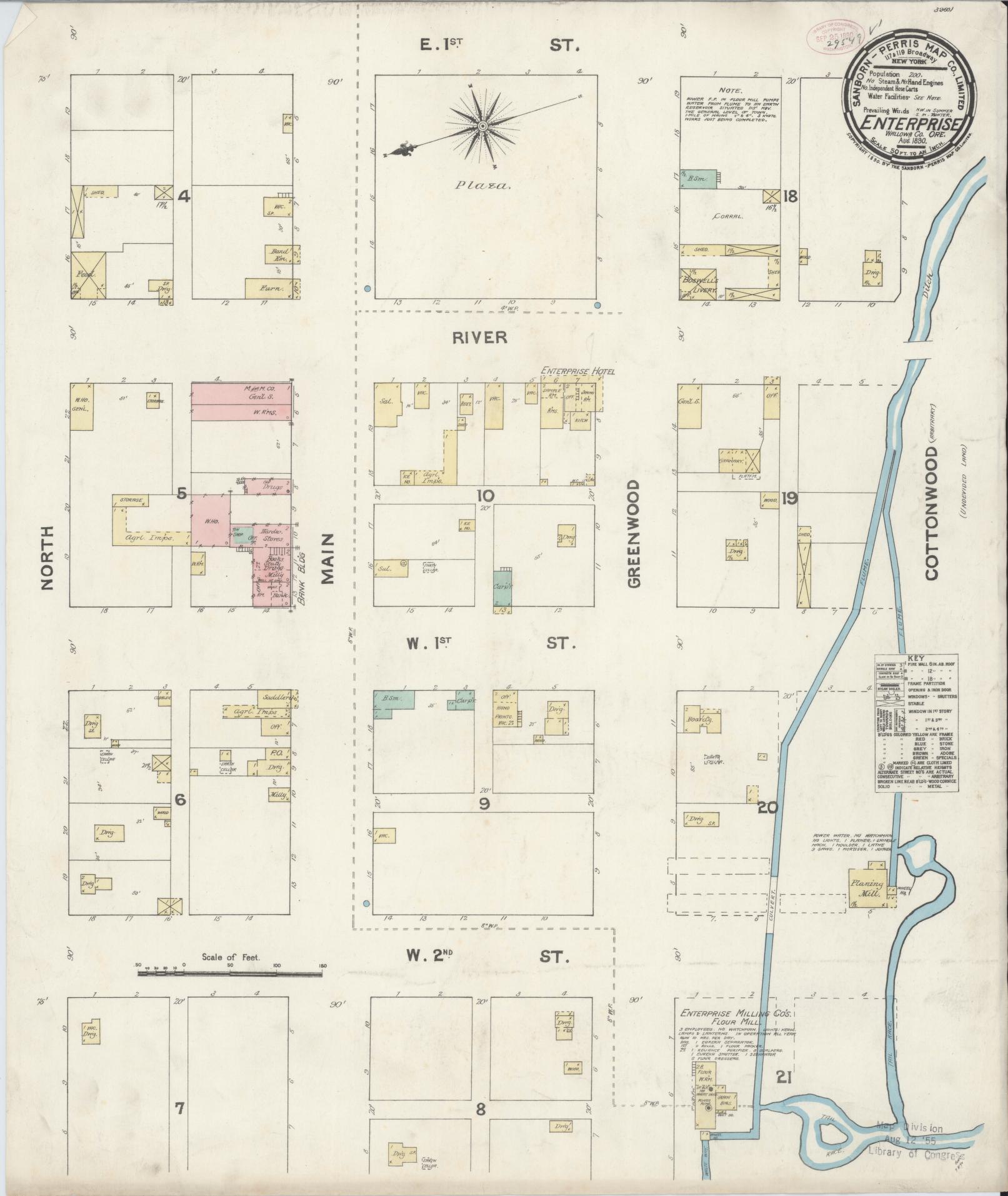 Sanborn Fire Insurance Map from Enterprise, Wallowa County, Oregon (1890), Sheet #0001 - Historic Sanborn Fire Insurance Map Print, vintage old map wall art, antique decor, genealogy gift, Oregon Oregon map