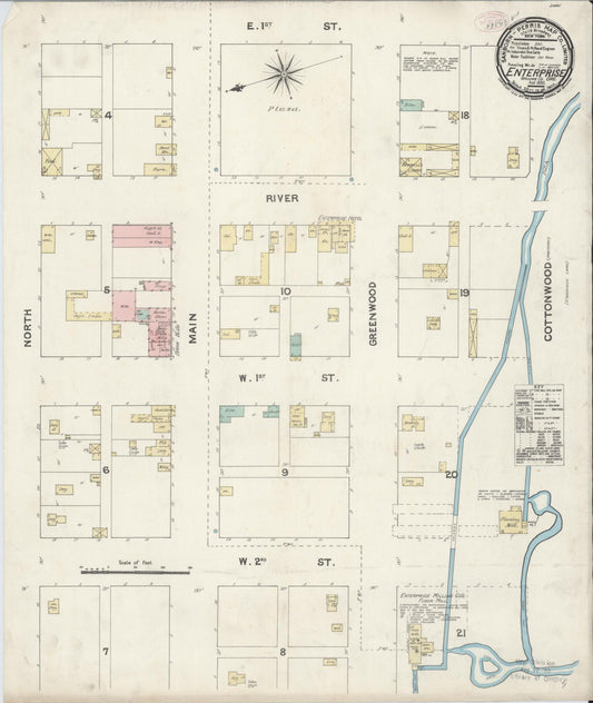 Sanborn Fire Insurance Map from Enterprise, Wallowa County, Oregon (1890), Sheet #0001 - Historic Sanborn Fire Insurance Map Print, vintage old map wall art, antique decor, genealogy gift, Oregon Oregon map